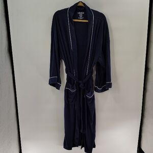 IZOD Sleepwear Robe Size One Size Navy With White Trim Front Pockets Unisex